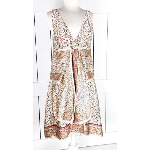 Studio M lightweight silk sleeveless handkerchief boho midi dress M - Picture 9 of 9